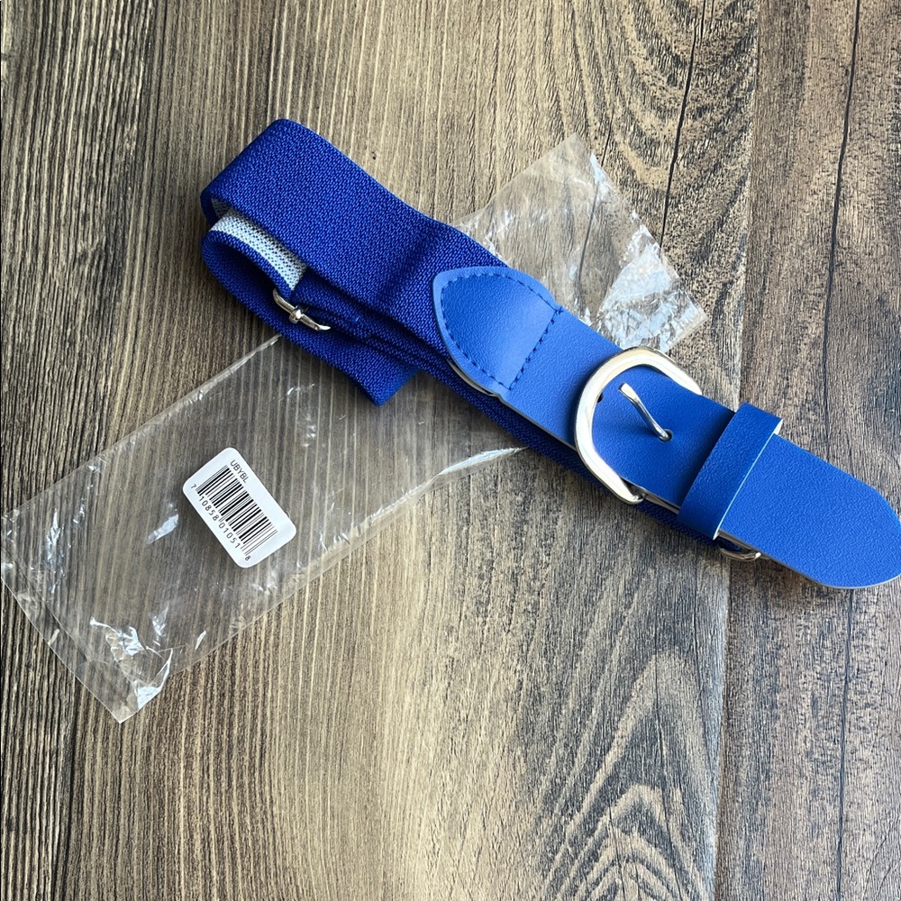 Royal Blue Elastic Belt with Silver Buckle